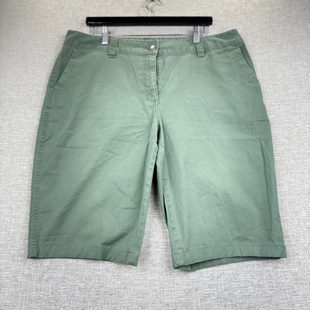 French Laundry Sport Womens Olive Green Bermuda Shorts Size 16 Stretch Cotton